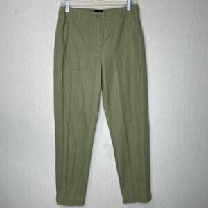Talbots Womens Pants Size 6 Solid Olive Green Slim Cargo Military Ankle Comfort